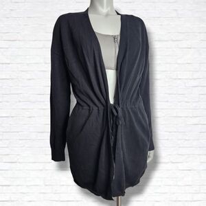 Aritzia Babaton Black Cotton Open Front Wrap Cardigan Size S